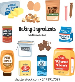 Baking ingredients set of object clipart