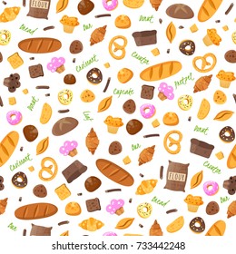 Baking isolated items collected in a seamless pattern on a white background