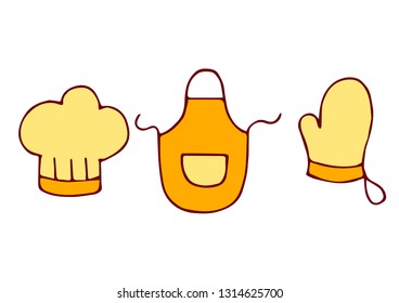 Baking kitchen icons doodle vector set