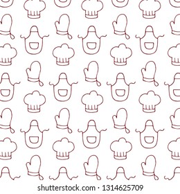 Baking kitchen icons doodle vector pattern