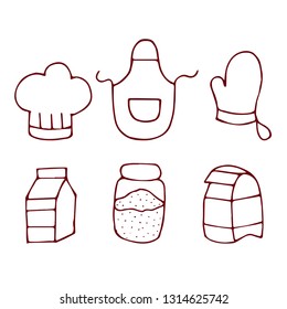 Baking kitchen icons doodle vector set