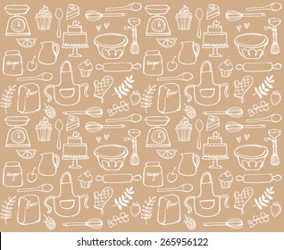 Baking Kitchen Icons Seamless Background Stock Vector (Royalty Free ...