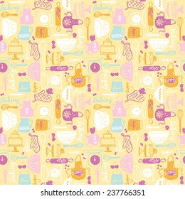 Baking kitchen icons seamless grunge background