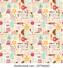 Baking kitchen icons seamless grunge background