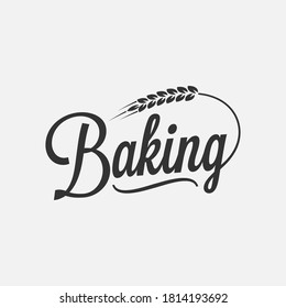 Baking lettering logo with wheat on white background