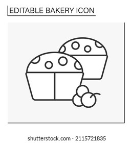 Baking line icon. Blueberry muffins. Tasty dessert with berry.Bakery concept. Isolated vector illustration.Editable stroke
