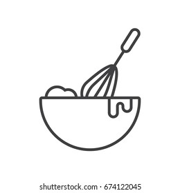 Baking Line Icon. Cooking Process Illustration. Beating With Hand Mixer.