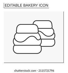  Baking line icon. Cream puffs. Tasty creamy dessert .Bakery concept. Isolated vector illustration.Editable stroke