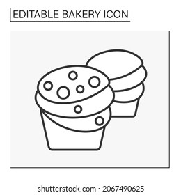 Baking line icon. Cruffin dessert. Hybrid of croissant and muffin.Bakery concept. Isolated vector illustration.Editable stroke