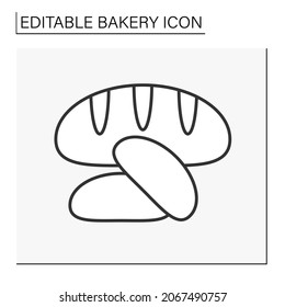  Baking Line Icon. Cuban Bread. White Baguette. Bakery Concept. Isolated Vector Illustration.Editable Stroke