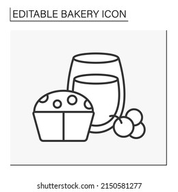 Baking line icon. Muffins with berry filling and tasty drink.Bakery concept. Isolated vector illustration.Editable stroke