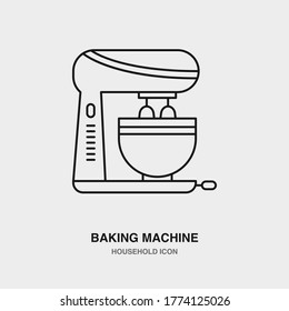 Baking Machine Line Icon on Isolated Background. Vector Illustration of Baker. Outline Household Electrical Equipment.
