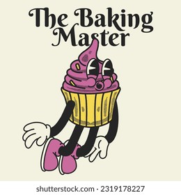 The Baking Master With Cake Groovy Character Design