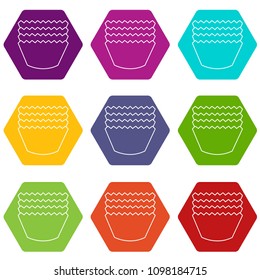 Baking molds icons 9 set coloful isolated on white for web