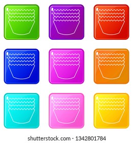 Baking molds icons set 9 color collection isolated on white for any design