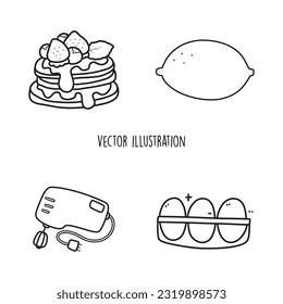 baking outline collection vector illusatraion