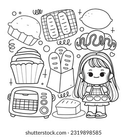 baking outline collection vector illusatraion