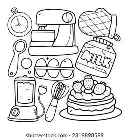 baking outline collection vector illusatraion