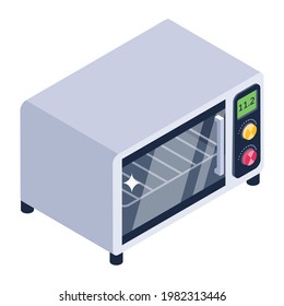 Baking oven icon in isometric design