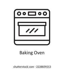 Baking Oven Vector Outline Icon Design illustration. Housekeeping Symbol on White background EPS 10 File