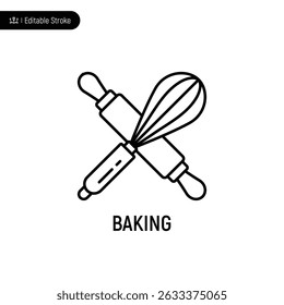 Baking pan thin line icon, editable stroke, pixel perfect, compatible for app or web, isolated on a white background