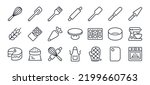 Baking and pastry editable stroke outline icons set isolated on white background flat vector illustration. Pixel perfect. 64 x 64.