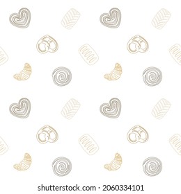 Baking pattern. A set of pastries from a bakery or pastry shop. Bakery or cafe concept. Vector illustration.