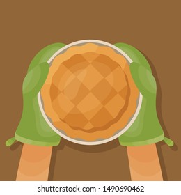 Baking a Pie Illustration Vector in Flat Style.