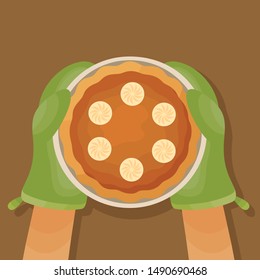 Baking a Pie Illustration Vector in Flat Style.