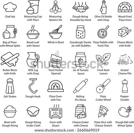 Baking and Pizza Icons, Vector Illustration.