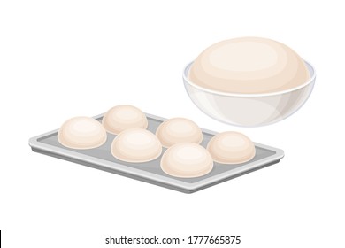 Baking Process with Kneading and Dough Molding Vector Illustration