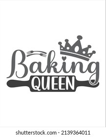 Baking Queen vector file. Mothers day design. Kitchen decor. Isolated on transparent background