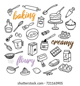 Baking Related Hand Drawn Doodle Icons Stock Vector (Royalty Free ...