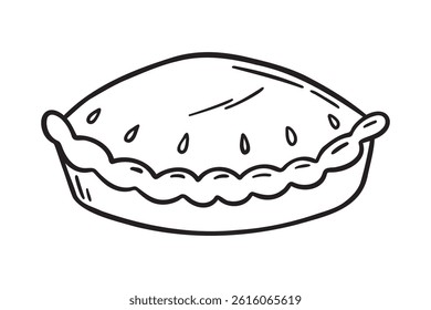 baking a round pie icon doodle hand drawn. Outline traditional pie line drawing clipart symbol. Vector illustration