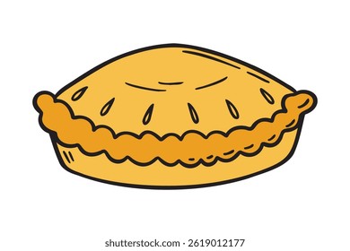 baking a round pie icon doodle hand drawn. colorful cartoon traditional pie drawing clipart symbol. Vector illustration
