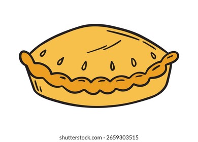 assar um ícone de torta redonda doodle mão desenhada. colorido desenho de torta tradicional símbolo clipart. Ilustração vetorial