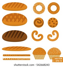 baking set. Bakery products. Isolated on white background.
