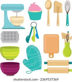 Juego de elementos de cocina de la parte de clic