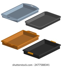 Baking sheet pans vector cartoon set isolated on a white background.