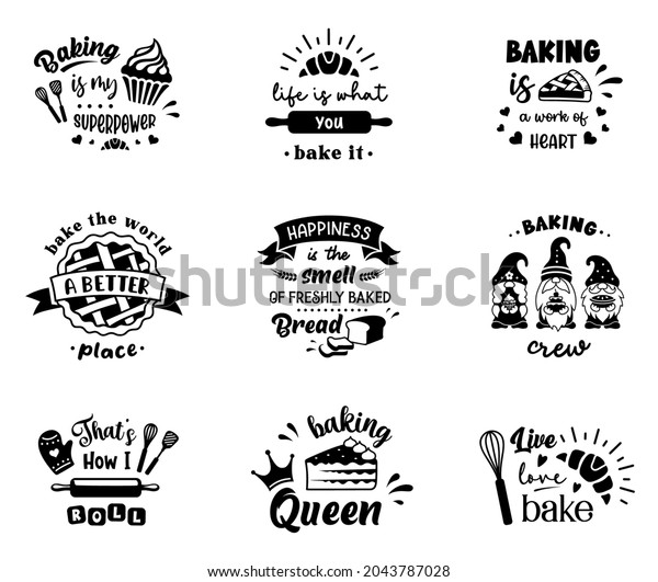 Baking Sign Quotes Set Cooking Symbols Stock Vector (Royalty Free ...