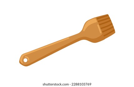 Baking silicone brush. Kitchen bakery tool. Cooking culinary supply, appliance, item for confectionery. Bakers utensil. Flat cartoon vector illustration isolated on white background