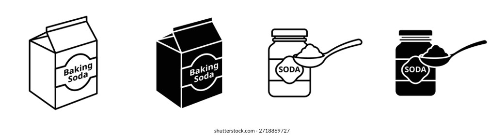 baking soda icon in linear and clipart style pack on white background.