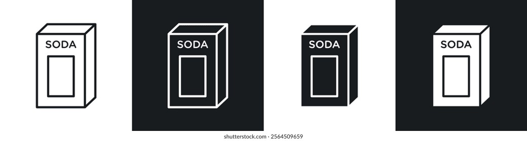 Baking soda icons collection in black filled and line style.