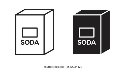 Baking soda icons in flat and line style set.