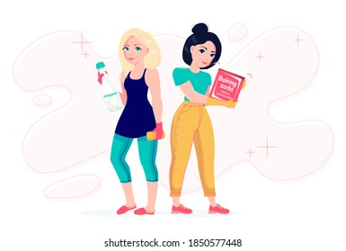Baking soda illustration Flat style Natural cleaning