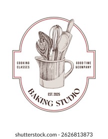 Baking studio logo template vector