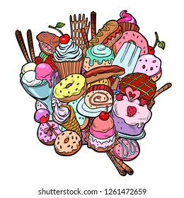 baking sweets delicious food birthday. Isolate on white background. Pop art retro vector illustration kitsch vintage