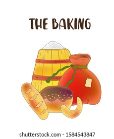 Baking symbols set in color. Vector graphic illustration