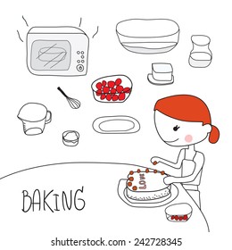 Baking time illustration on white background