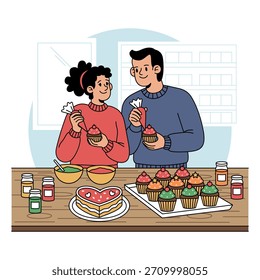 Baking Together Illustration eignet sich für romantische Valentine.
